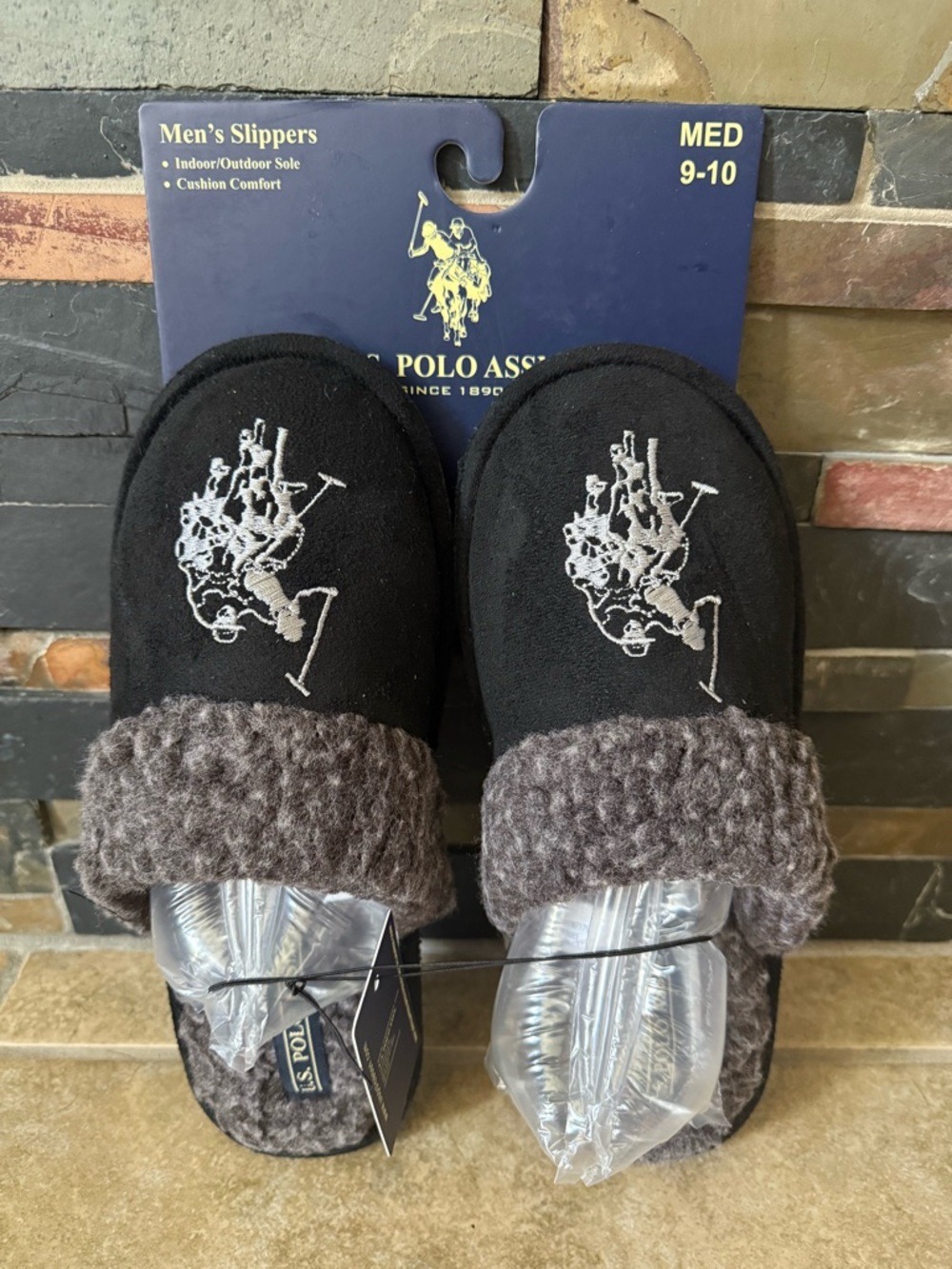 U.S. Polo Assn. Black Men’s Slip-On House Slippers